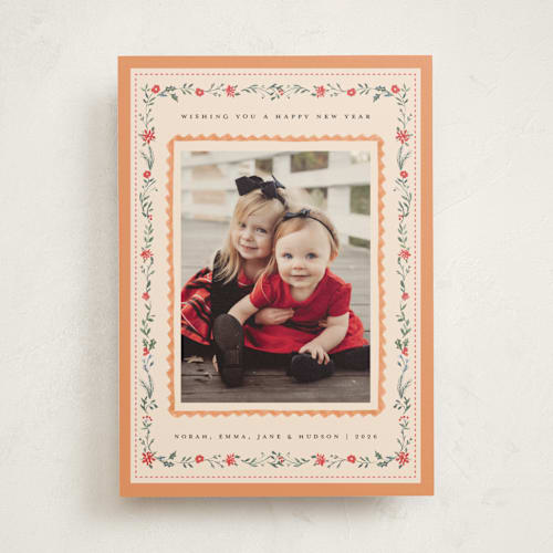 This is a caramel photo mount holiday cards with standard by Teju Reval called festive embroidery printing on recycled in photo_mount