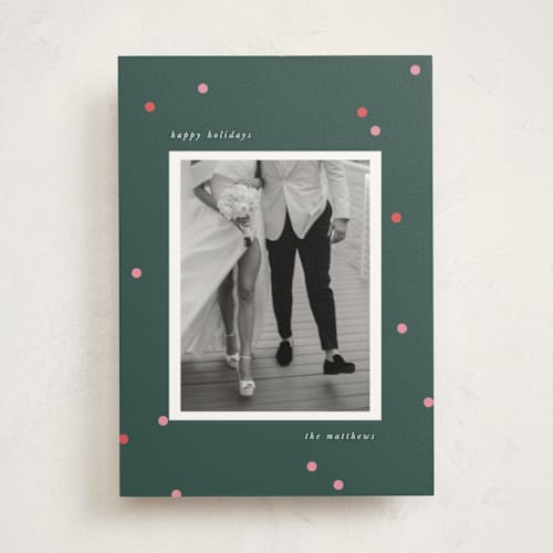 This is a forest photo mount holiday cards with standard by Lori Wemple called confetti printing on recycled in photo_mount