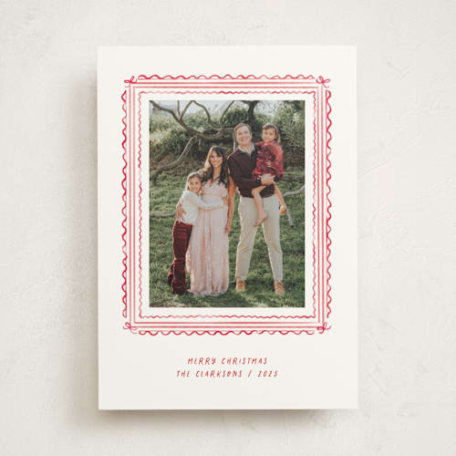This is a stocking photo mount holiday cards with standard by Creo Study called hand-drawn ribbon frame printing on recycled in photo_mount