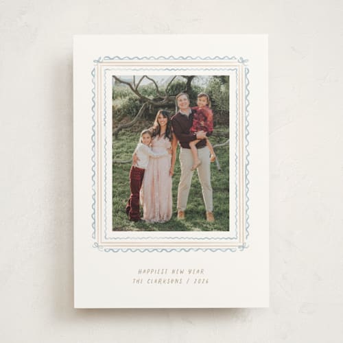 This is a blue jay photo mount holiday cards with standard by Creo Study called hand-drawn ribbon frame printing on recycled in photo_mount