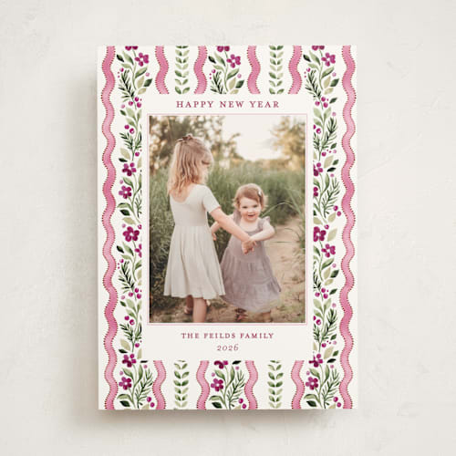 This is a sugar plum photo mount holiday cards with standard by Sarah Knight called vintage ribbon printing on recycled in photo_mount