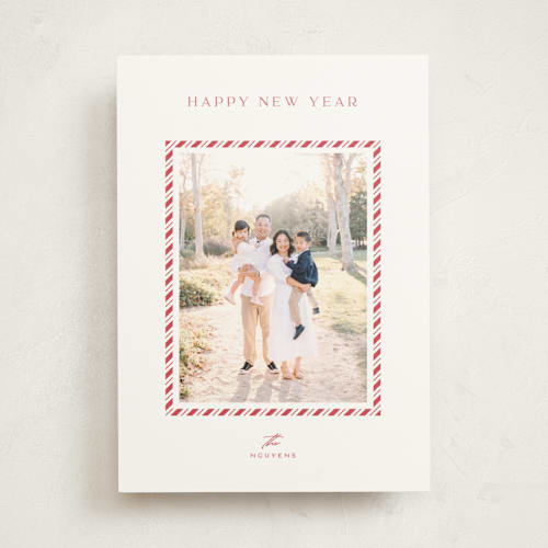 This is a candy cane photo mount holiday cards with standard by Pixel and Hank called candycane printing on recycled in photo_mount