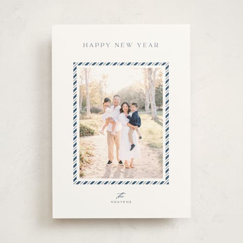 This is a marine photo mount holiday cards with standard by Pixel and Hank called candycane printing on recycled in photo_mount