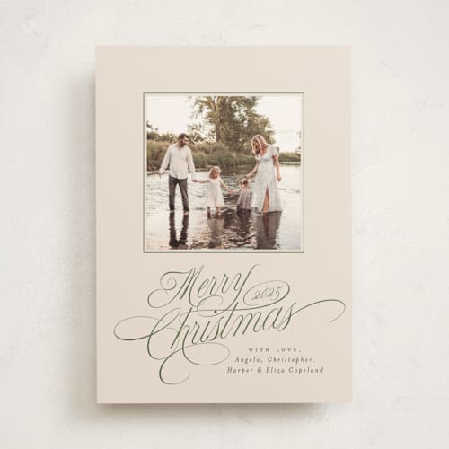 This is a pine needle photo mount holiday cards with standard by Everett Paper Goods called glide printing on recycled in photo_mount