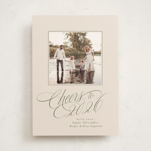 This is a pine needle photo mount holiday cards with standard by Everett Paper Goods called glide printing on recycled in photo_mount