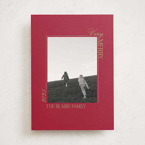 This is a pomegranate photo mount holiday cards with standard by Baumbirdy called delicate frame printing on recycled in photo_mount