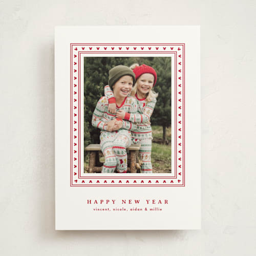 This is a peppermint photo mount holiday cards with standard by Lea Delaveris called festive mickey frame printing on recycled in photo_mount