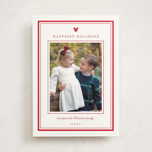 This is a candy cane photo mount holiday cards with standard by Creo Study called mickey classic preppy printing on recycled in photo_mount