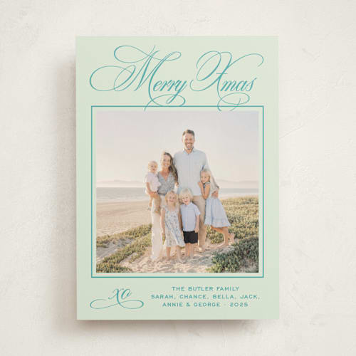 This is a mint photo mount holiday cards with standard by Megan Davis called julep printing on recycled in photo_mount