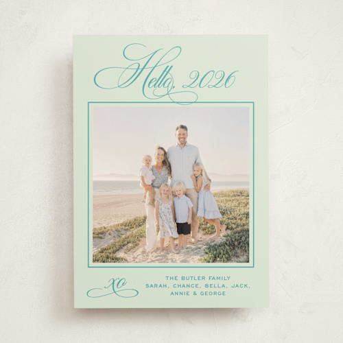 This is a mint photo mount holiday cards with standard by Megan Davis called julep printing on recycled in photo_mount