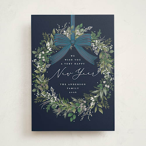 This is a winter berry foil pressed holiday cards with foil pressed by Susan Moyal called festive holiday printing on signature in standard