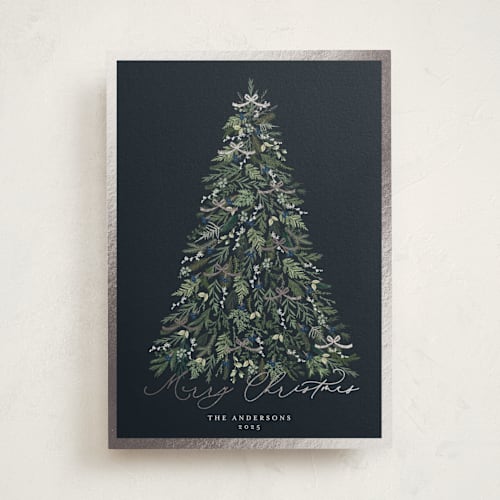 This is a winter berry foil pressed holiday cards with foil pressed by Susan Moyal called greenery tree printing on signature in standard