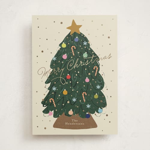This is a vanilla foil pressed holiday cards with foil pressed by Kelly Watkins called sparkle tree printing on signature in standard