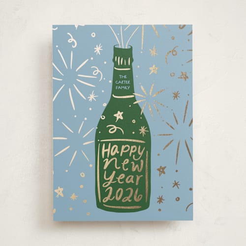 This is a marine foil pressed holiday cards with foil pressed by Inkblot Design called champagne sparkle printing on signature in standard