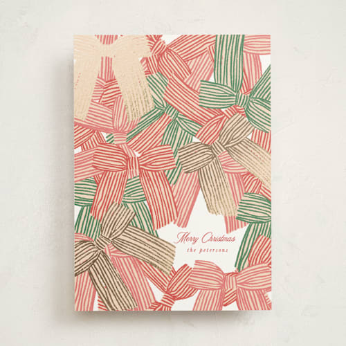 This is a elf shoes foil pressed holiday cards with foil pressed by Anna Elder called bunch of bows printing on signature in standard
