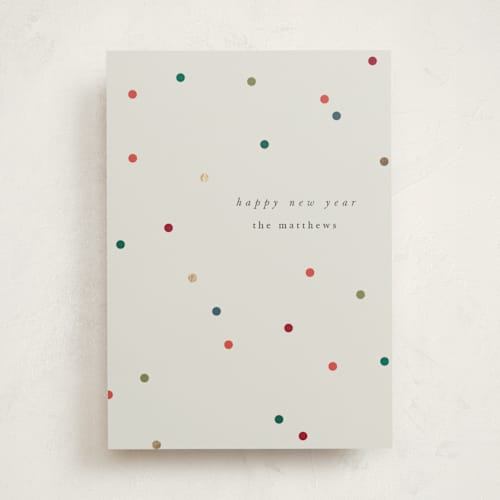 This is a mist foil pressed holiday cards with foil pressed by Lori Wemple called confetti christmas printing on signature in standard