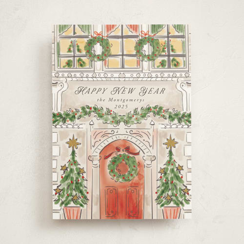 This is a ivory non photo holiday cards with standard by Petra Kern called a house printing on signature in standard