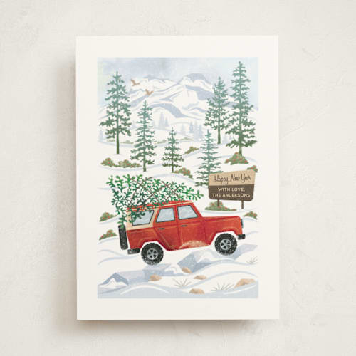 This is a cardinal non photo holiday cards with standard by Paper Sun Studio called rocky road christmas printing on signature in standard
