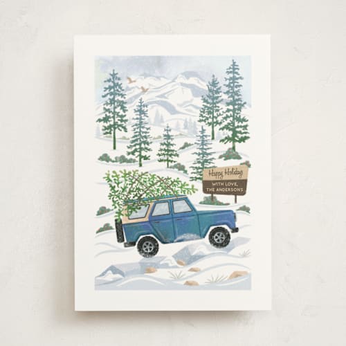 This is a blue spruce non photo holiday cards with standard by Paper Sun Studio called rocky road christmas printing on signature in standard