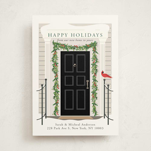 This is a midnight non photo holiday cards with standard by Susan Moyal called from our home to yours printing on signature in standard