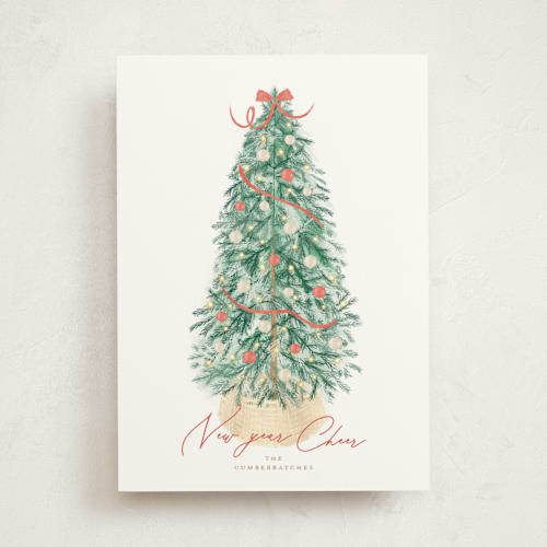This is a apple non photo holiday cards with standard by Tamara Hilje called farmhouse tree printing on signature in standard