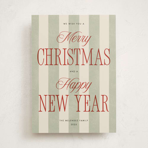 This is a stocking non photo holiday cards with standard by Robert and Stella called striped type printing on signature in standard