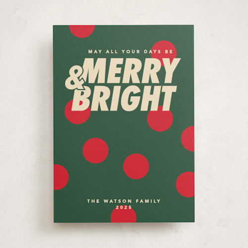 This is a pine non photo holiday cards with standard by Creo Study called christmas polka printing on signature in standard