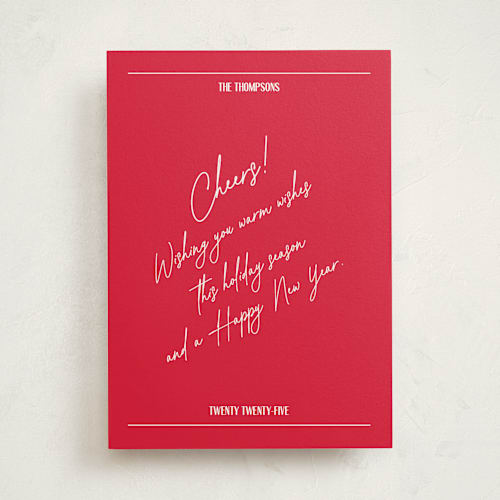 This is a crimson non photo holiday cards with standard by Jen Ramsey called holiday note printing on signature in standard