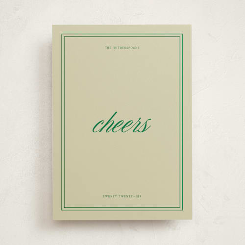 This is a emerald non photo holiday cards with standard by Jen Ramsey called merry merry printing on signature in standard