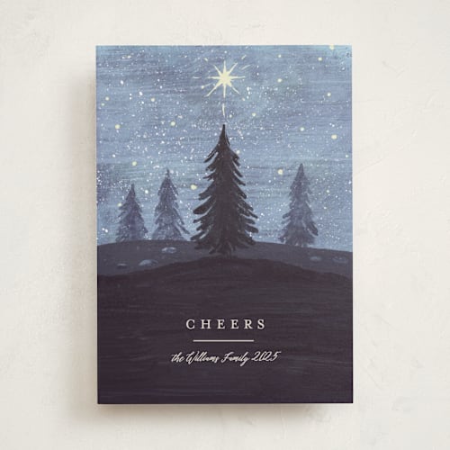This is a twilight non photo holiday cards with standard by Rebecca Daublin called hope shines printing on signature in standard