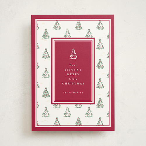 This is a mulberry non photo holiday cards with standard by Corinne Malesic called little trees printing on signature in standard