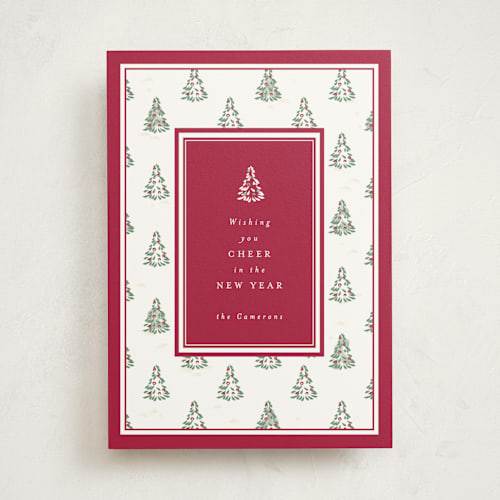 This is a mulberry non photo holiday cards with standard by Corinne Malesic called little trees printing on signature in standard