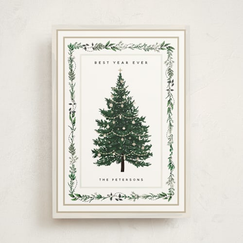 This is a frost non photo holiday cards with standard by Susan Moyal called decorated christmas printing on signature in standard