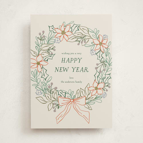 This is a fruitcake non photo holiday cards with standard by Kelly Watkins called sketchy wreath printing on signature in standard