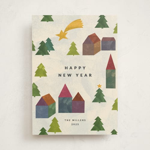 This is a winter non photo holiday cards with standard by Sumak Studio called little valley printing on signature in standard