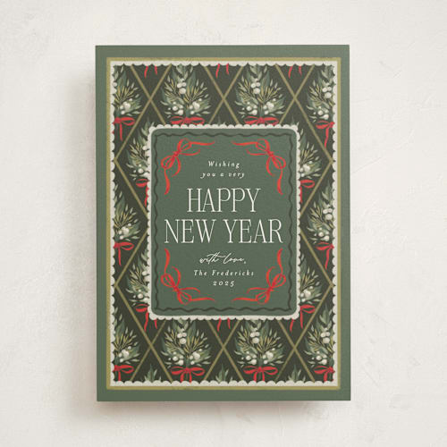 This is a forest non photo holiday cards with standard by Jackie Crawford called holiday diamond botanical bouquet printing on signature in standard