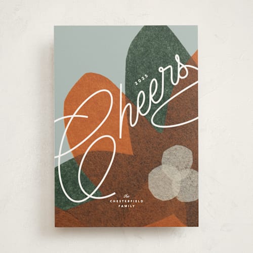 This is a persimmon non photo holiday cards with standard by Carrie Moradi called paper blooms printing on signature in standard