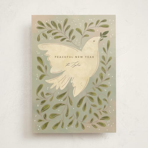 This is a twilight non photo holiday cards with standard by Creo Study called peace dove printing on signature in standard