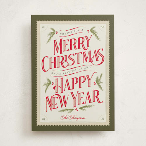 This is a pine non photo holiday cards with standard by Robert and Stella called vintage postcard printing on signature in standard