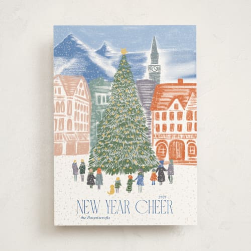 This is a blue jay non photo holiday cards with standard by Jenna Holcomb called gathering printing on signature in standard