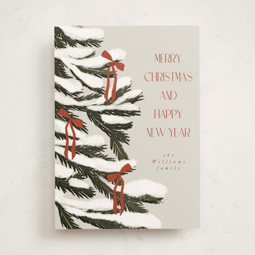This is a berry non photo holiday cards with standard by Maja Cunningham called christmas tree printing on signature in standard