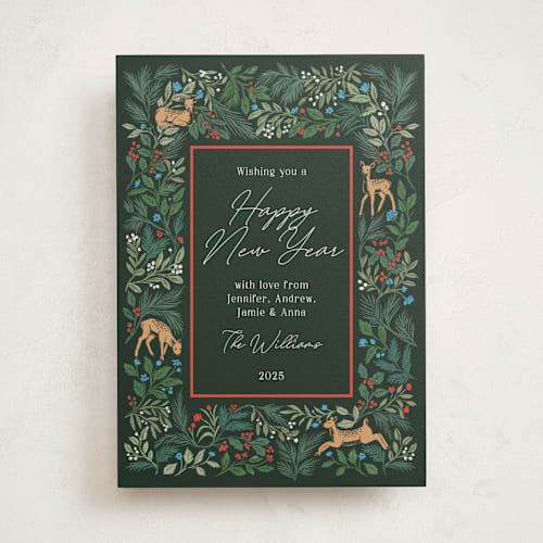 This is a forest non photo holiday cards with standard by Elly called deer forest printing on signature in standard