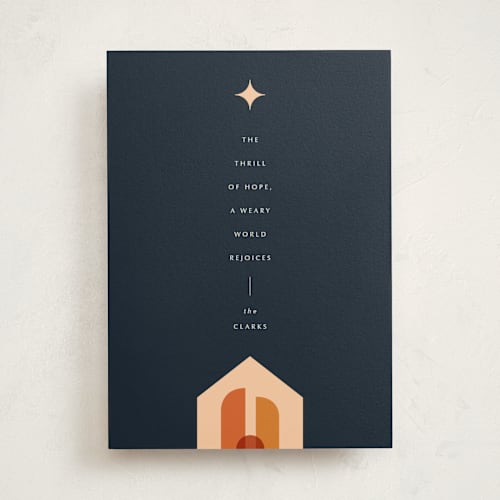 This is a midnight non photo holiday cards with standard by Ekko Studio called boho blessings printing on signature in standard