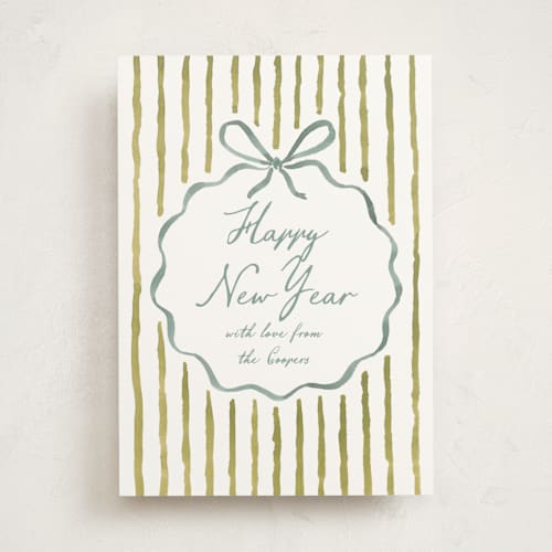 This is a cedar non photo holiday cards with standard by Leia Matt called homestead charm printing on signature in standard