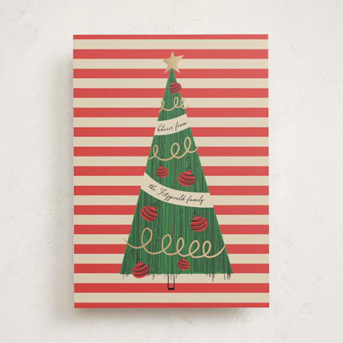 This is a peppermint non photo holiday cards with standard by Heather Schertzer called pencil tree printing on signature in standard