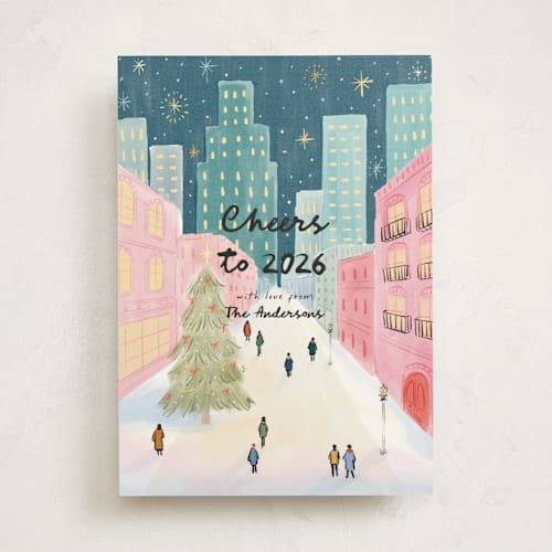 This is a evening non photo holiday cards with standard by Elly called city printing on signature in standard