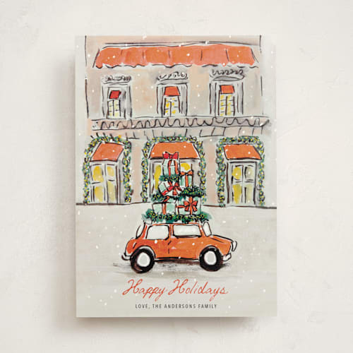 This is a spice non photo holiday cards with standard by Cass Loh called festive errands printing on signature in standard