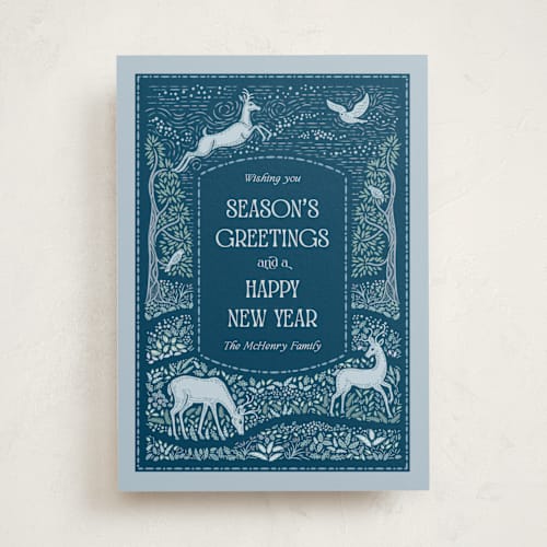 This is a evening non photo holiday cards with standard by Paper Sun Studio called frosty forest printing on signature in standard