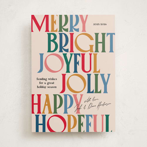 This is a gumdrop non photo holiday cards with standard by Owl and Toad called colorful characters printing on signature in standard