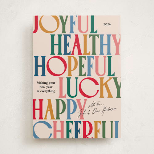 This is a gumdrop non photo holiday cards with standard by Owl and Toad called colorful characters printing on signature in standard